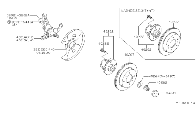 1998 Nissan 240SX Hub Assembly - Road Wheel, Front R Diagram for 40200-0V010