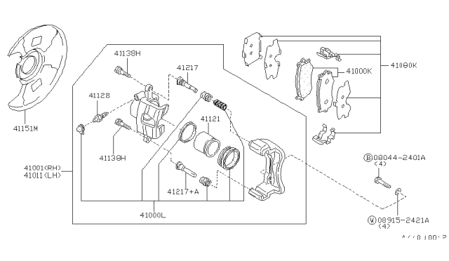 1997 Nissan 240SX Hardware Kit Diagram for 41080-40F29