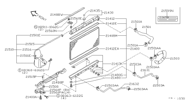 1998 Nissan 240SX Hose-Radiator Upper Diagram for 21501-70F00