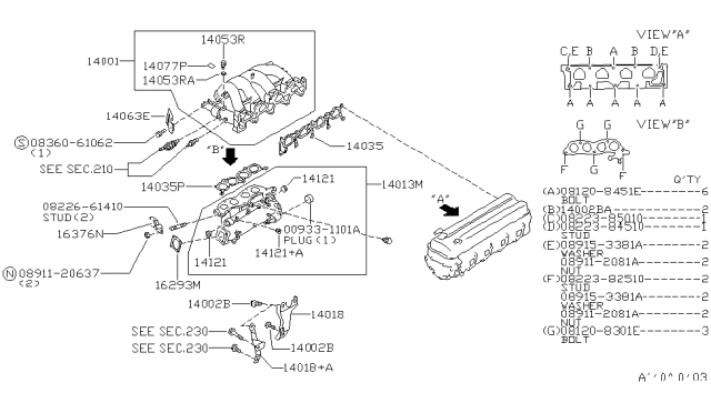 1996 Nissan 240SX Support-Manifold Diagram for 14018-70F10