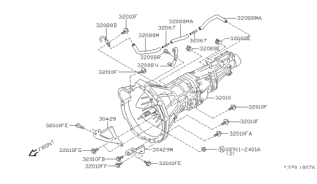 1996 Nissan 240SX Bolt Diagram for 01121-06901