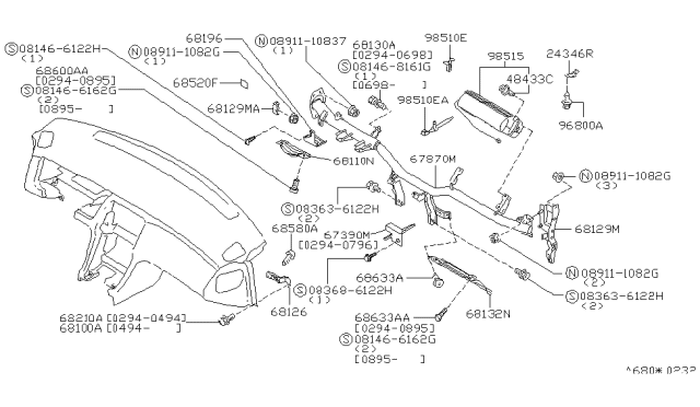1995 Nissan 240SX Member Assy-Steering Diagram for 67870-70F00