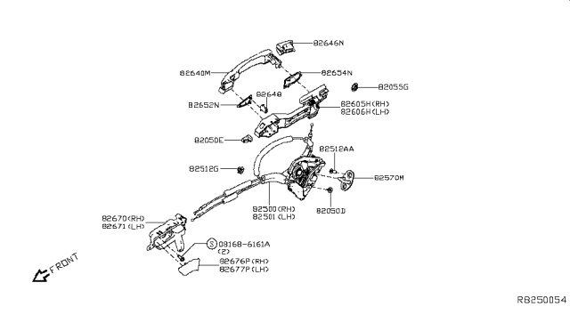 2019 Nissan Altima Bracket, Outside Handle Diagram for 82610-6CA0A