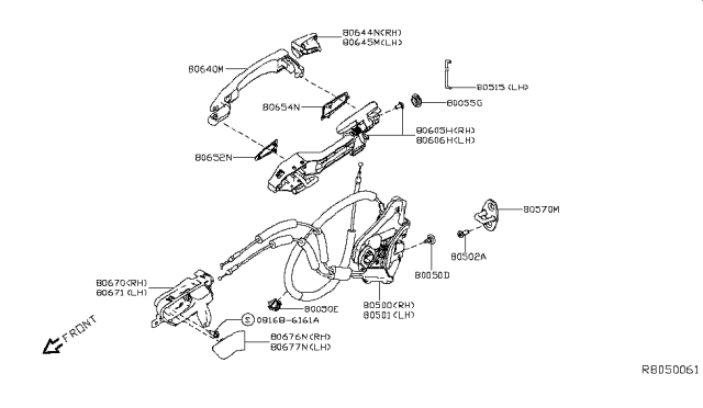 2019 Nissan Altima Gasket - Door Outside Handle, Front Diagram for 80652-6CA0A