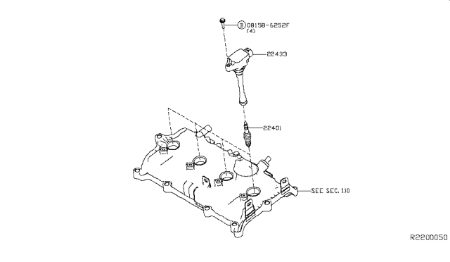 2019 Nissan Altima Ignition Coil Assembly Diagram for 22448-6CA1A