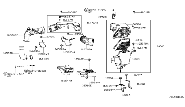 2019 Nissan Altima Air Cleaner Diagram for 16500-6CA0A