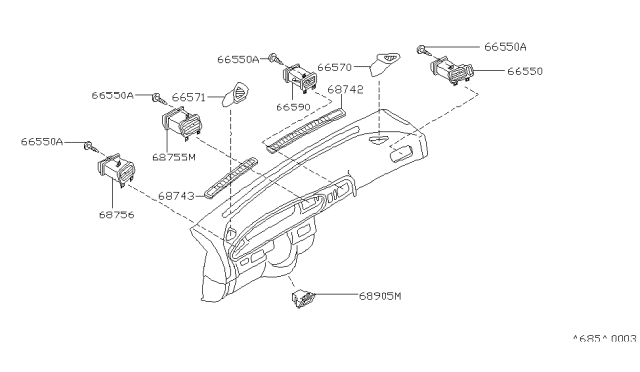 1994 Nissan Maxima Grille-Side Defroster,RH Diagram for 68740-85E08