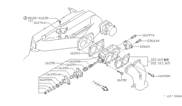 1993 Nissan Maxima Throttle Body Diagram for 16118-97E00