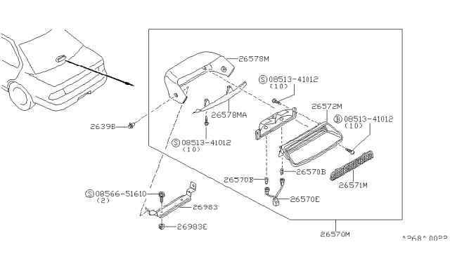 1994 Nissan Maxima Lamp Assembly-Stop Diagram for 26590-86E10