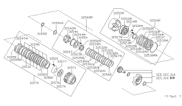1989 Nissan Maxima Clutch Assembly-Clutch Diagram for 31540-21X21