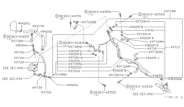 1991 Nissan Maxima Tube Assy-Power Steering Diagram for 49723-96E00