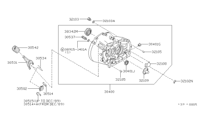 1993 Nissan Maxima Case Assembly Transmission Diagram for 30400-96E02