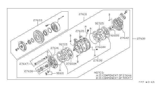 1993 Nissan Maxima Clutch Assy-Compressor Diagram for 92660-7E010
