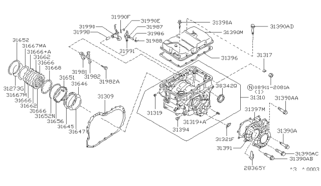 1992 Nissan Maxima Seal-Oil,Differential Transmission Case Diagram for 38342-80X00