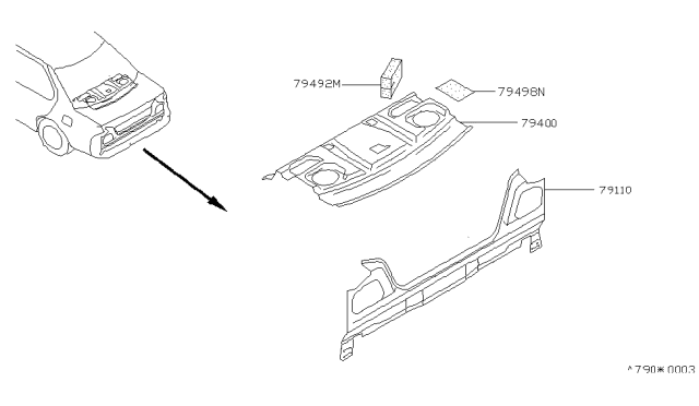 1994 Nissan Maxima Parcel Shelf Diagram for 79400-85E35