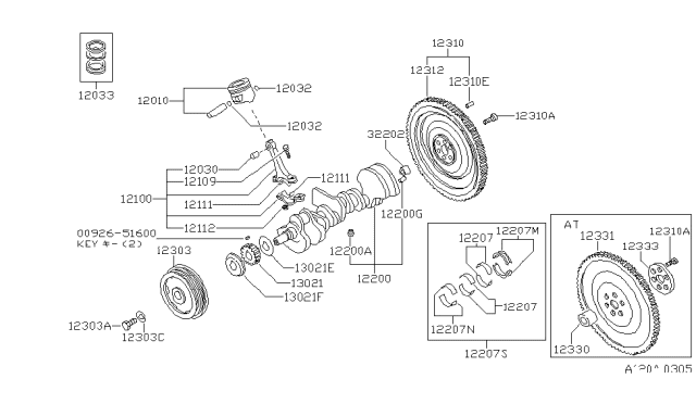 1992 Nissan Maxima Bearing (Connecting Rod) Diagram for 12117-30P60