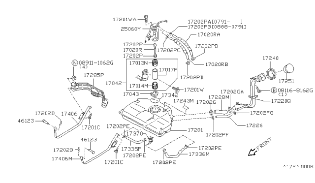 1994 Nissan Maxima Electric In Tank Fuel Pump Diagram for 17042-85E00