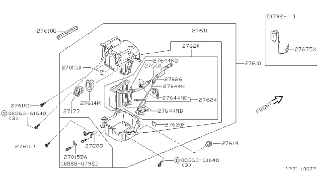 1993 Nissan Maxima Case Assy-Cooling Unit Diagram for 27284-86E00