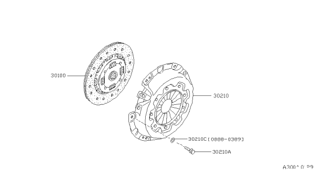 1989 Nissan Maxima Clutch Disc Diagram for 30100-92S01