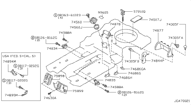 1992 Nissan Maxima Cover-Front Under,LH Diagram for 75899-85E00