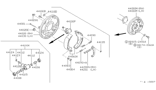 1992 Nissan Maxima Plate Assembly-Back Rear Brake LH Diagram for 44030-85E20