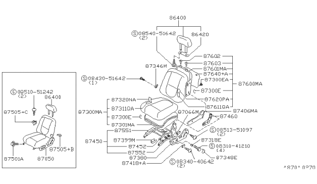 1990 Nissan Maxima Device-RECLINING L Seat Outside Diagram for 87451-85E00