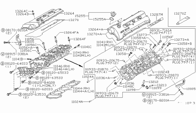 1992 Nissan Maxima Head Assy-Cylinder Diagram for 11090-96E00