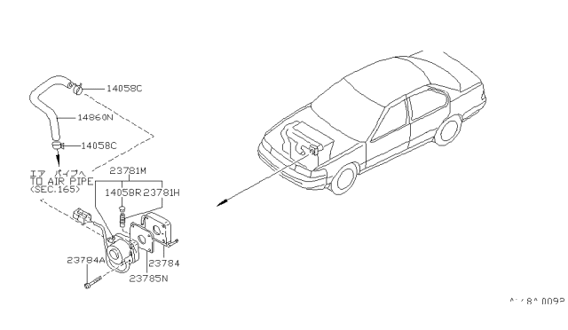 1994 Nissan Maxima Valve Assy-Air Cut Diagram for 23784-7E300