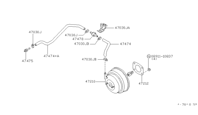 1992 Nissan Maxima MASTERVACUUM Assembly-Brake Diagram for 47210-F6213