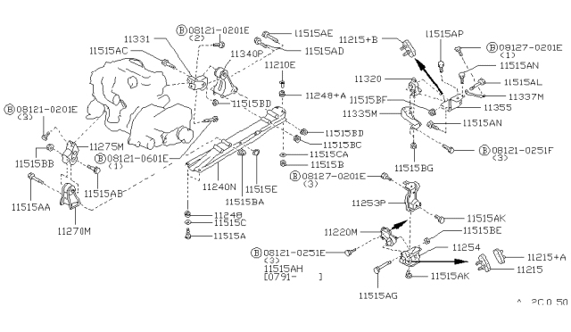 1993 Nissan Maxima Engine & Transmission Mounting Diagram 3