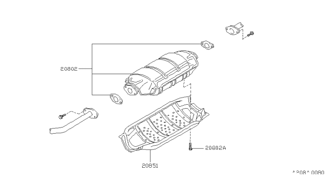 1989 Nissan Maxima Catalytic Converter With Shelter Diagram for 20802-43E25