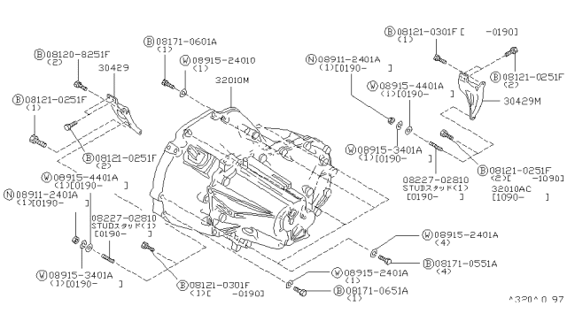 1992 Nissan Maxima Manual Transmission Assembly Diagram for 32010-96E17