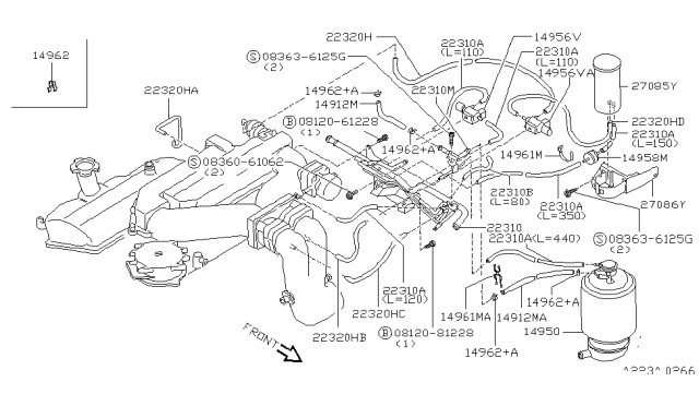1991 Nissan Maxima Hose-Vacuum Control,B Diagram for 22318-85E50