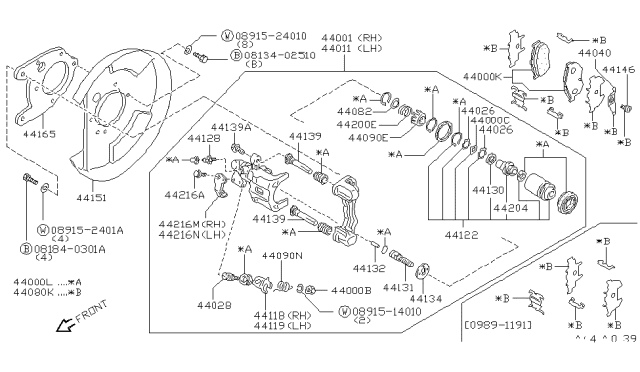 1989 Nissan Maxima Rear Brake Pad Set Diagram for 44060-86E90
