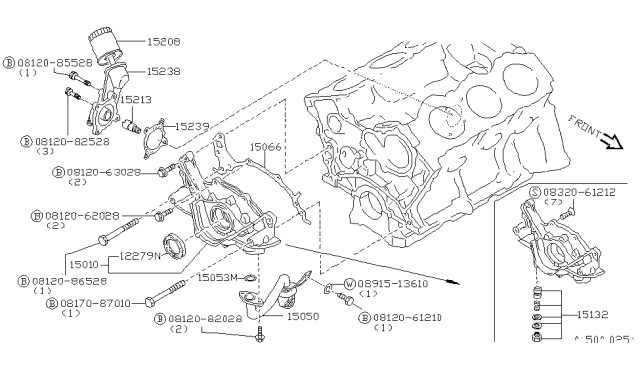 1993 Nissan Maxima Oil Strainer Assembly Diagram for 15050-97E01
