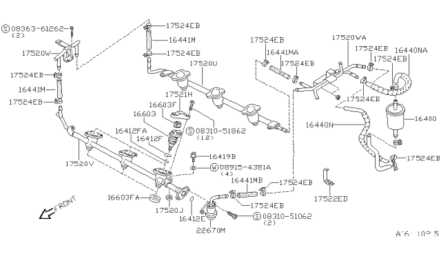 1994 Nissan Maxima Pipe Assembly-Fuel Diagram for 17523-97E00
