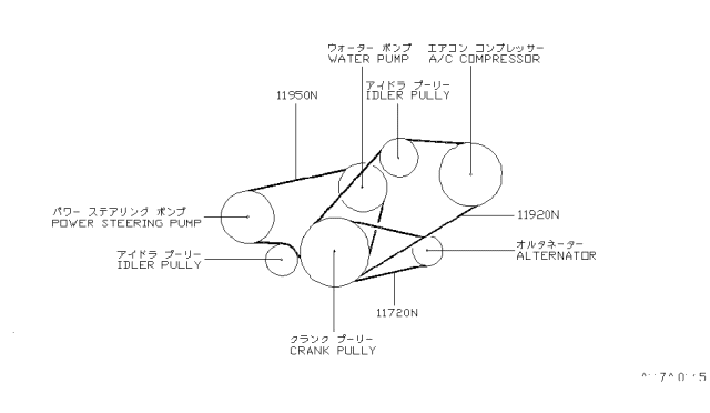 1992 Nissan Maxima Fan,Compressor & Power Steering Belt Diagram 2