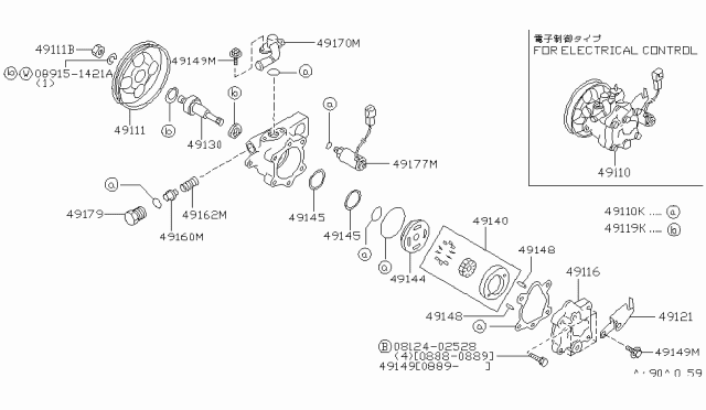 1989 Nissan Maxima SOLENOID Assembly-Power Steering Pump Diagram for 49177-85E00