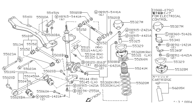 1992 Nissan Maxima Strut Kit-Rear Suspension,LH Diagram for 55303-85E26