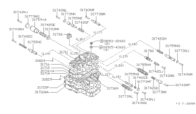 1993 Nissan Maxima Plate-Separator Diagram for 31719-80X05