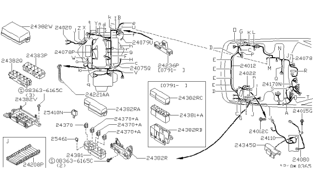1992 Nissan Maxima Harness Assy-Engine Room Diagram for 24012-85E06