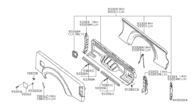 2014 Nissan Frontier Rear Body Side Gate & Fitting Diagram 3
