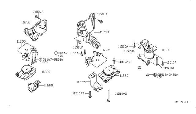 2015 Nissan Frontier Engine & Transmission Mounting Diagram 1