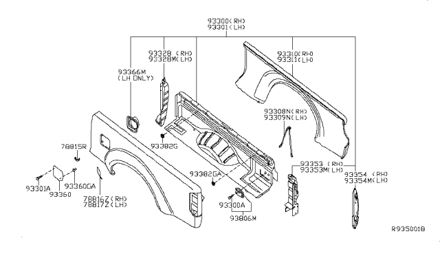 2010 Nissan Frontier Rear Body Side Gate & Fitting Diagram 1