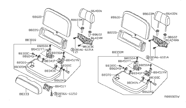 2012 Nissan Frontier Extension Assy-Rear Seat Cushion Diagram for 88333-9BA8E