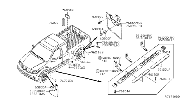 2007 Nissan Frontier Frontier Step Assembly-Side,Front R Diagram for 96100-ZP00A