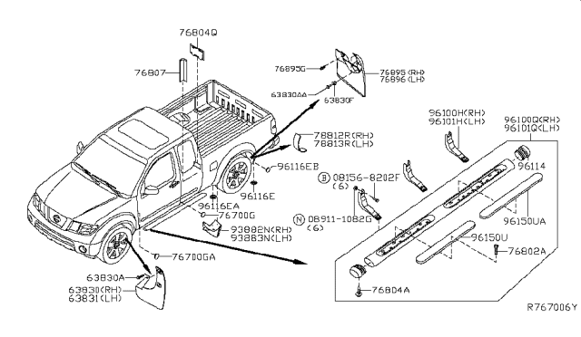 2012 Nissan Frontier Seal-DRAFTER Diagram for 76806-EA900