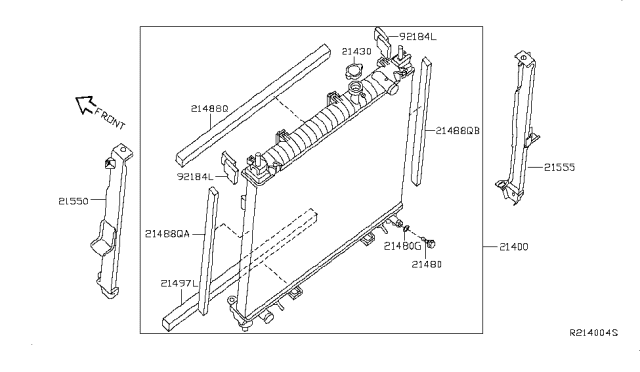 2012 Nissan Frontier Radiator Assy Diagram for 21410-9CA1A