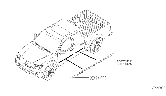 2011 Nissan Frontier Body Side Molding Diagram 1