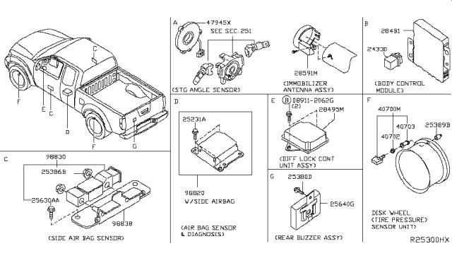 2013 Nissan Frontier Sensor-Side AIRBAG Center Diagram for 98820-9BE9A